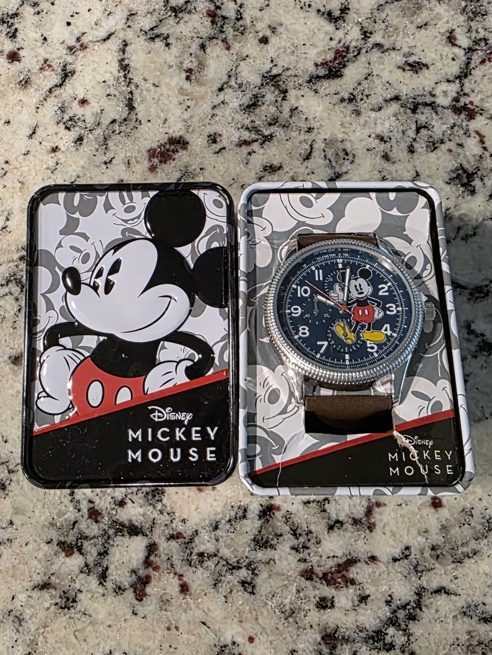 Disney Men's Mickey Mouse Watch - Blue Dial, Brown Strap NIB